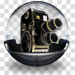 Sphere   , black twin-lens camera inside globe graphic transparent background PNG clipart