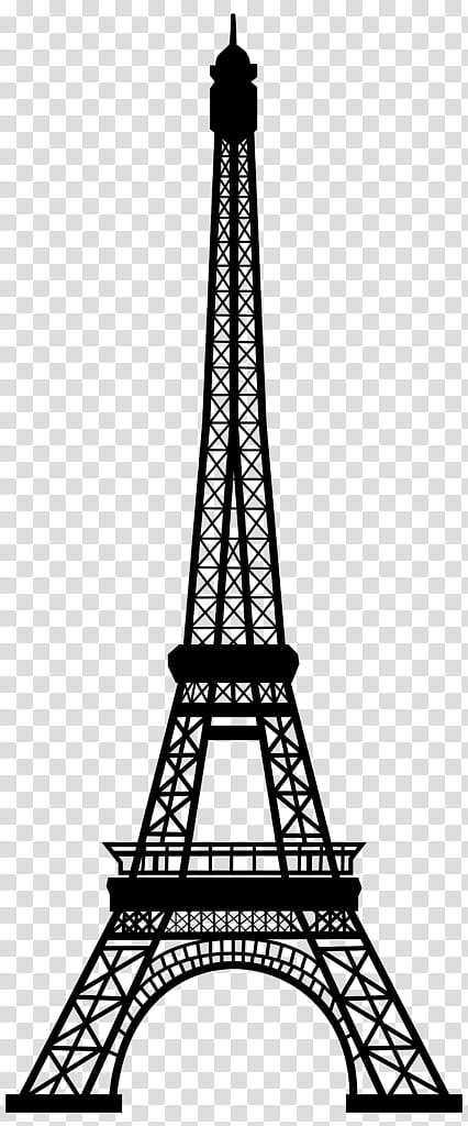 Eiffel Tower Drawing, Silhouette, Paris, Landmark, Monument, National Historic Landmark, Spire, Blackandwhite transparent background PNG clipart