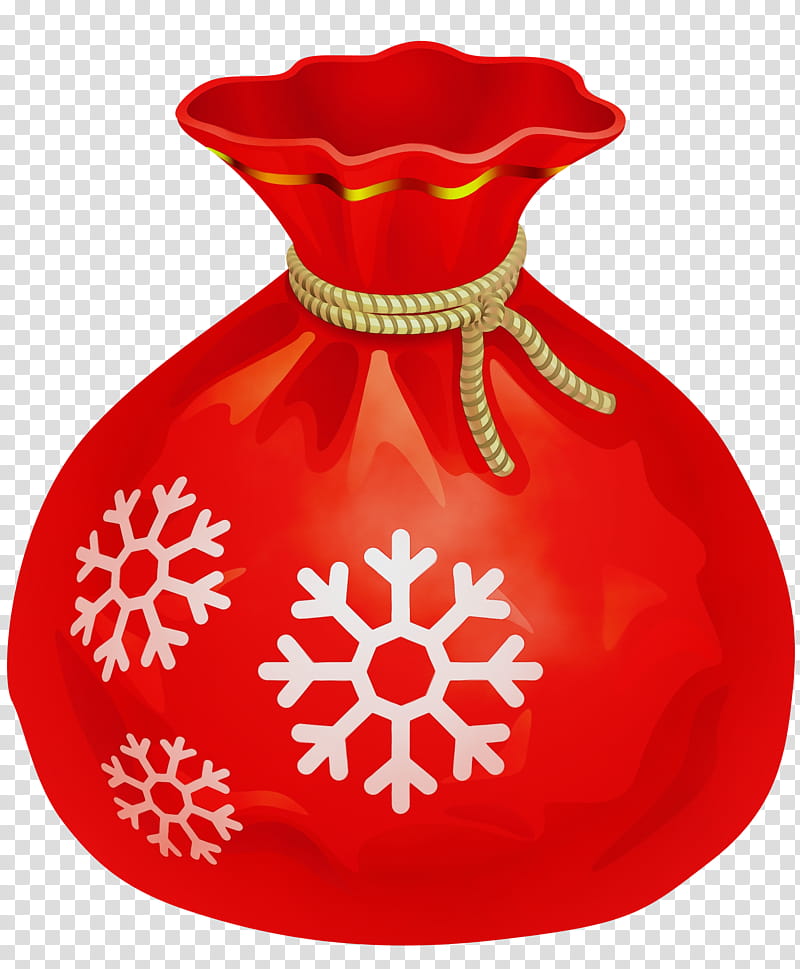Red Christmas Ornament, Watercolor, Paint, Wet Ink, Bag, Mrs Claus, Santa Claus, Santa Suit transparent background PNG clipart