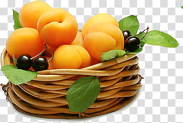 Fruit P, orange peach fruit in brown basket transparent background PNG clipart