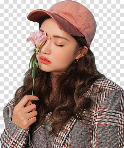 Park Sora Model STYLENANDA, woman holding pink flower transparent background PNG clipart