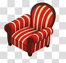 HermOso de muebles, red and brown striped fabric sofa chair illustration transparent background PNG clipart