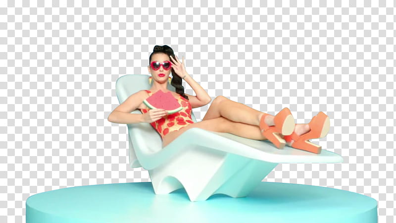 Katy Perry This is how we do, woman sitting on white lounge chair transparent background PNG clipart