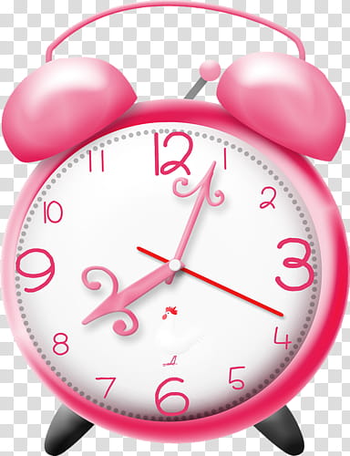 pink and white alarm clock transparent background PNG clipart