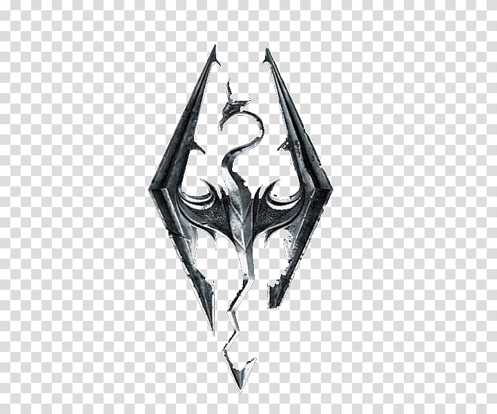 Skyrim Logo, black dragon graphic transparent background PNG clipart