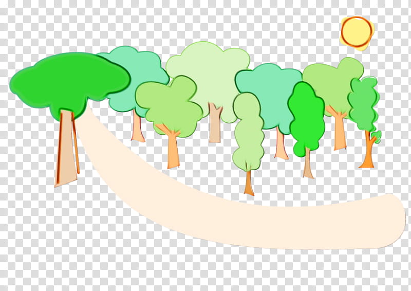 Cartoon Drawing Forest Transparency Road, Watercolor, Paint, Wet Ink, Cartoon, Tree transparent background PNG clipart