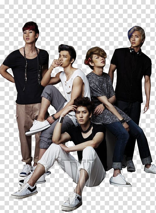 RENDER Super Junior W magazine, man wearing black shirt transparent background PNG clipart