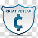Deviant Art Member Badges, white and blue creative team text shield transparent background PNG clipart