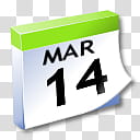 WinXP ICal, white and green March  calendar transparent background PNG clipart