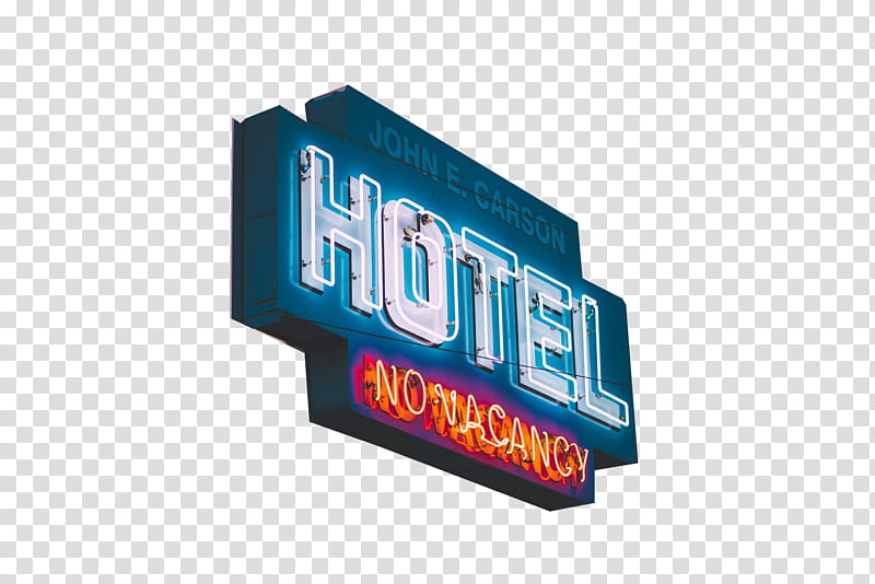 , white and red Hotel no vacancy neon light signage transparent background PNG clipart