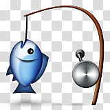 brown and gray fishing lure catch a blue fish transparent background PNG clipart