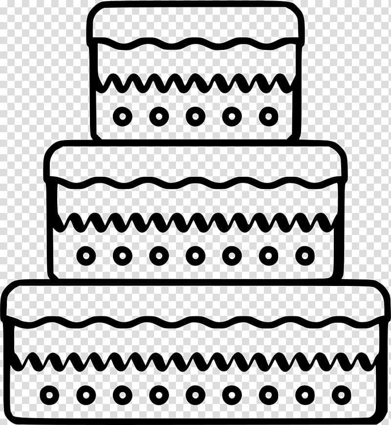 Cartoon Birthday Cake Food White Black Black And White Line