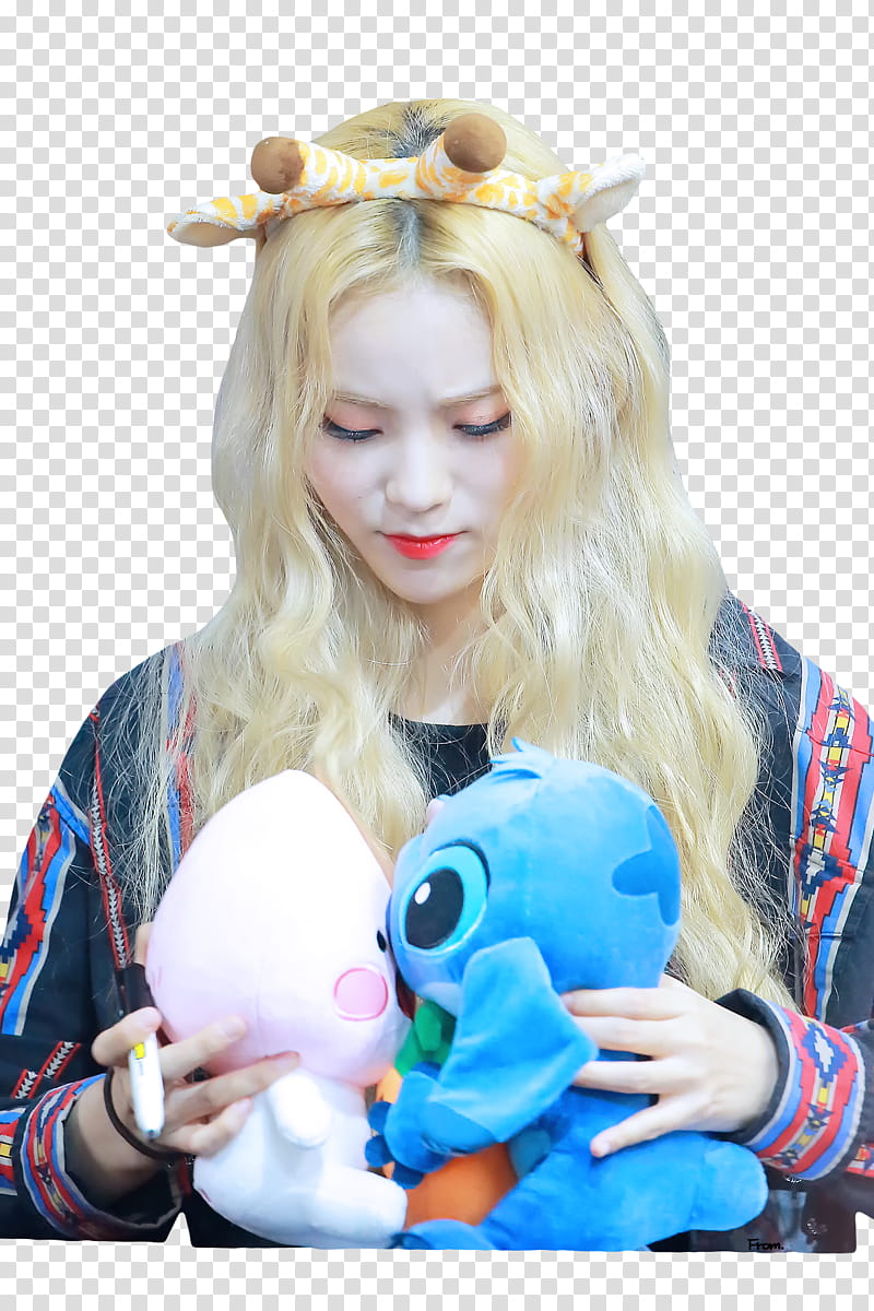 JinSoul LOONA, woman holding Stitch plush toy transparent background PNG clipart