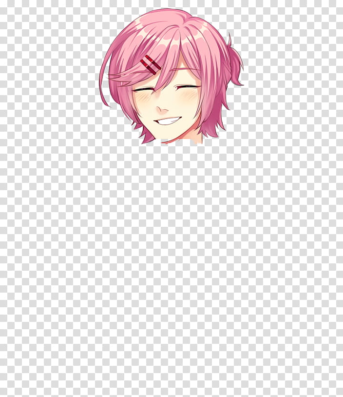 DDLC R All Character Sprites FREE TO USE, male anime character with pink hair transparent background PNG clipart
