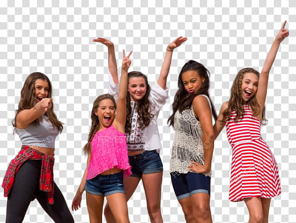 five girls doing different pose transparent background PNG clipart