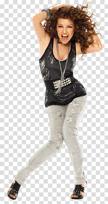 Thalia in a black tank top transparent background PNG clipart