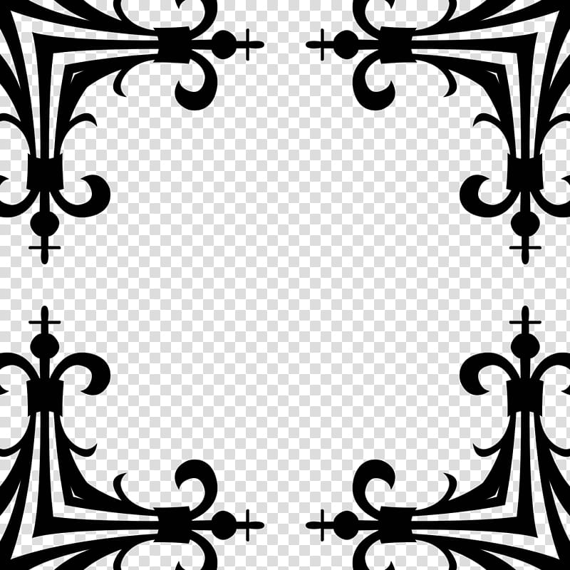 Gothic patterns, square black template boarder transparent background PNG clipart
