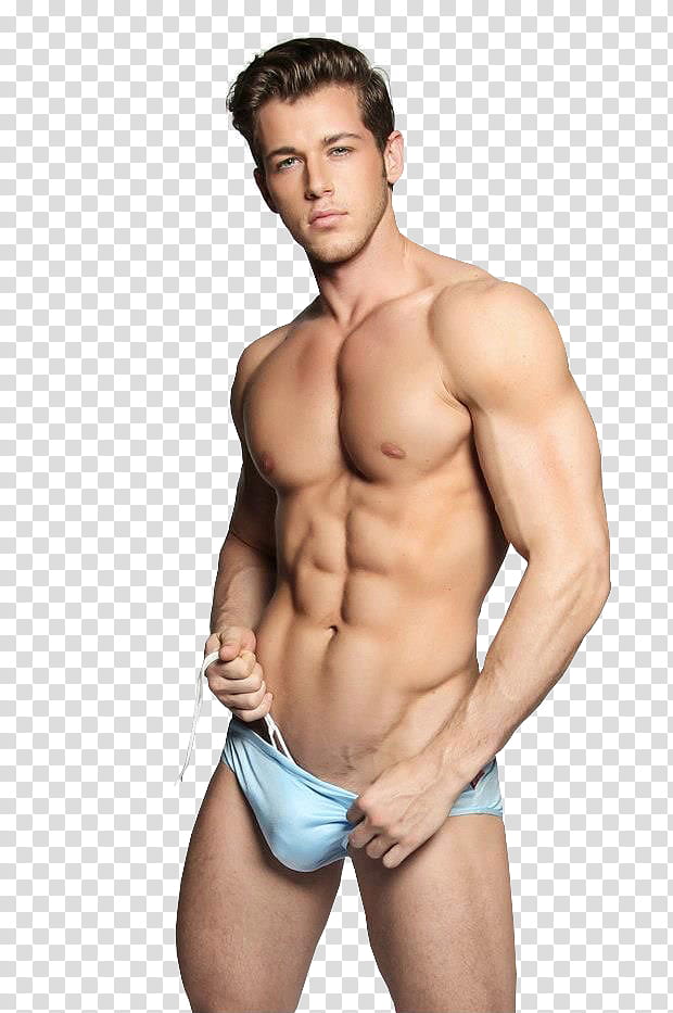 Male Models , man in blue briefs transparent background PNG clipart