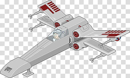 X Wing fighter (Habbo Style), man riding gray and brown biplane character illustration transparent background PNG clipart