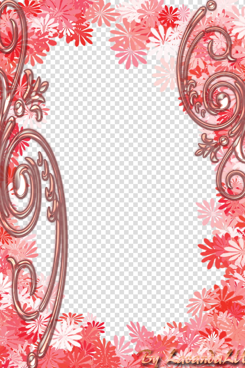 Lav Frames, pink floral border transparent background PNG clipart