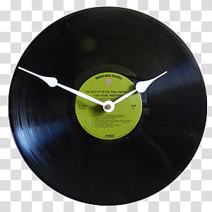 Classic Vinyl Record s, black vinyl record clock transparent background PNG clipart