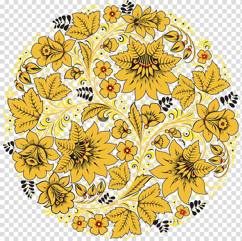 Floral Flower, Floral Design, Khokhloma, Cloth Napkins, Ornament, Folk Art, Plate, Painting transparent background PNG clipart