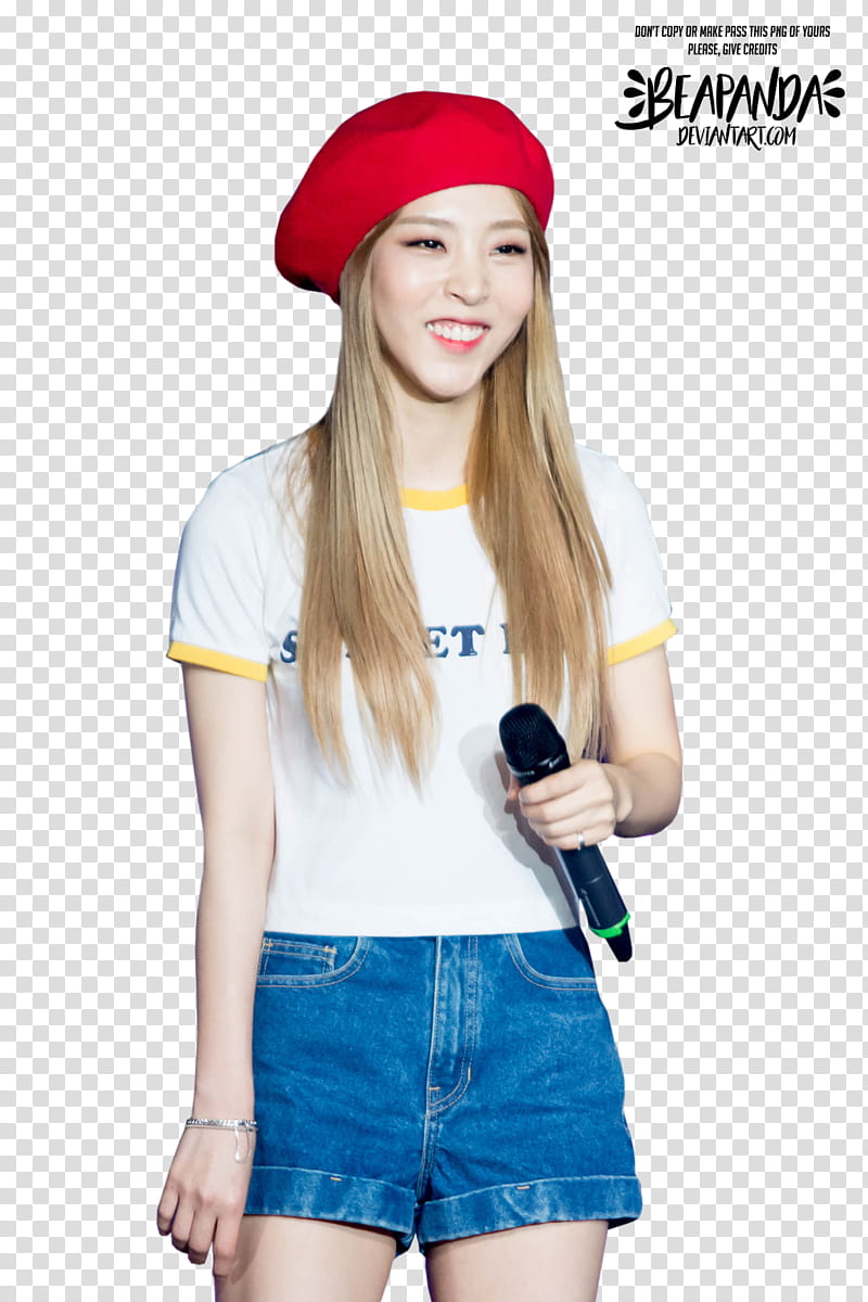 Moonbyul MAMAMOO, woman standing while holding microphone transparent background PNG clipart