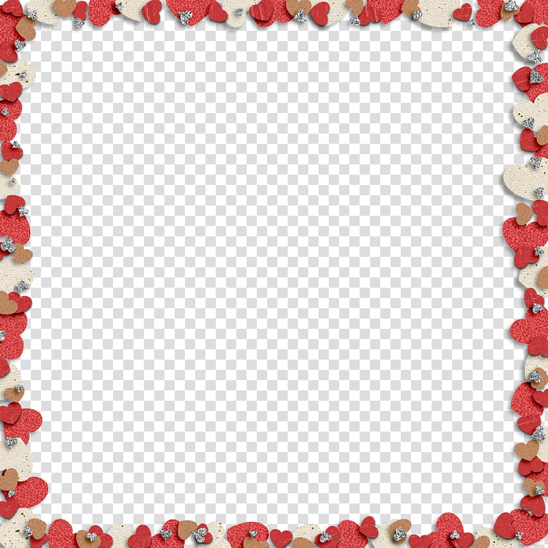 Heart Border, red and white heart frame transparent background PNG clipart