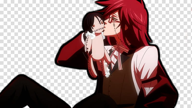 FREE TO USE Grell Kissing Bassy Doll With Border transparent background PNG clipart