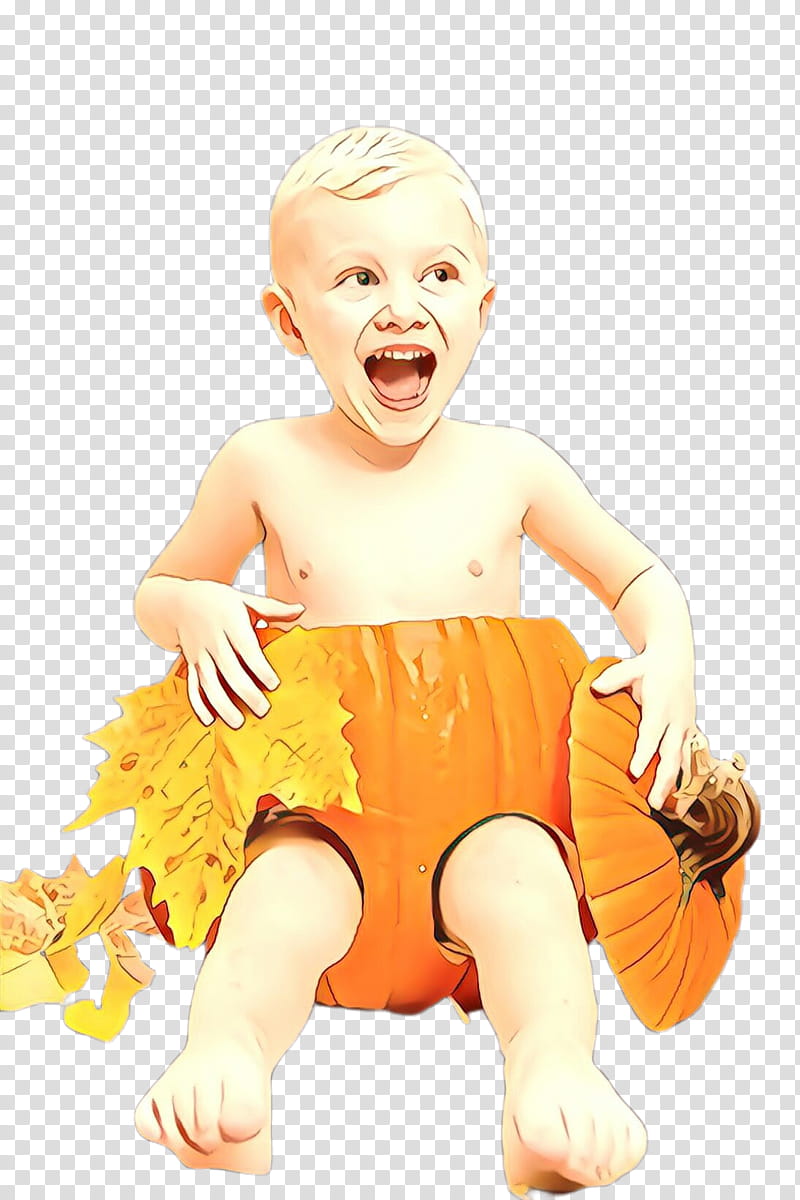 Orange, Child, Yellow, Baby, Toddler, Sitting, Smile transparent background PNG clipart