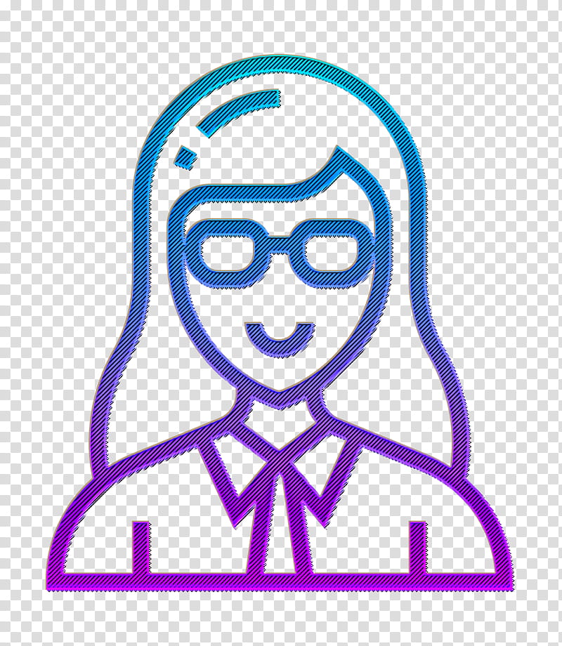 Careers Women icon Teacher icon, Head, Line Art, Violet, Electric Blue, Sticker transparent background PNG clipart