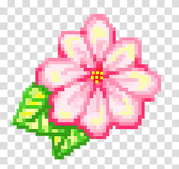 PIXEL KAWAII S, pink and yellow flower art transparent background PNG clipart