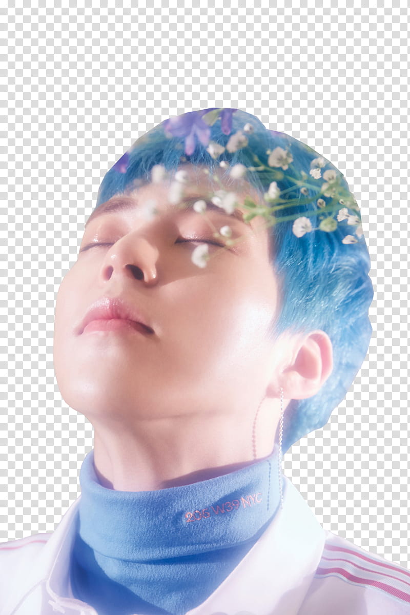 EXO CBX Blooming Days, man wearing blue top transparent background PNG clipart