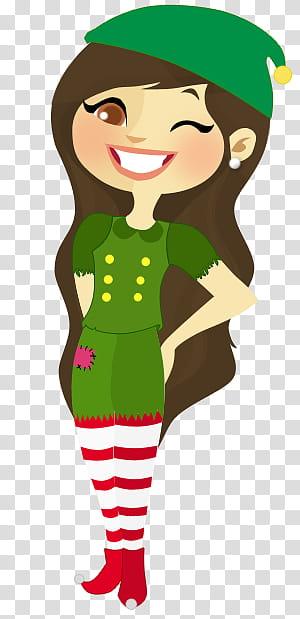 Christmas Doll MichySwag, woman wearing green elf suit illustration transparent background PNG clipart