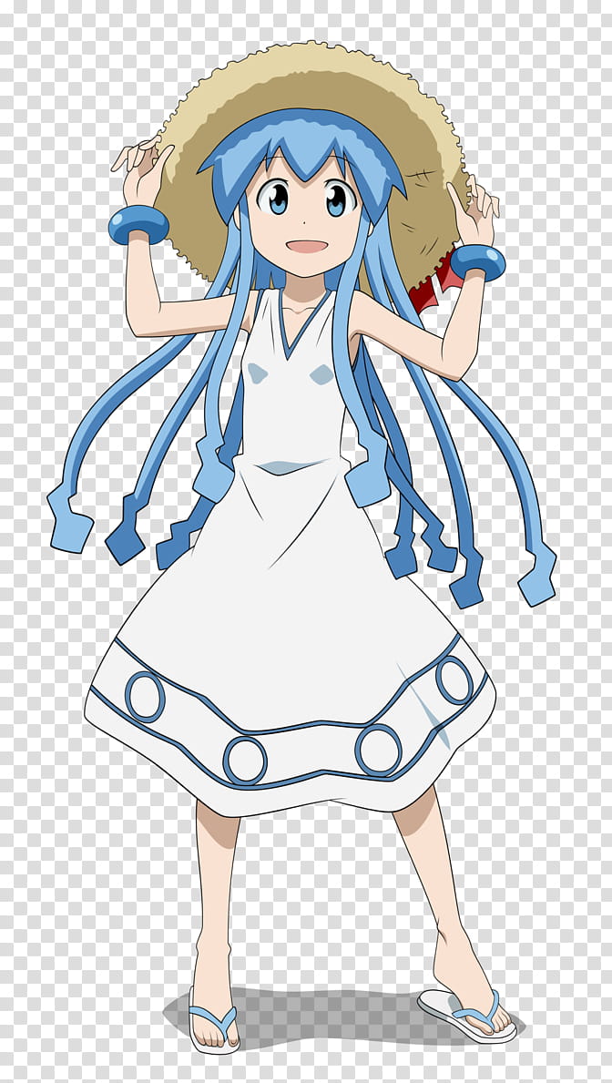 Shinryaku Ika Musume summer, girl anime character with blue hair illustration transparent background PNG clipart