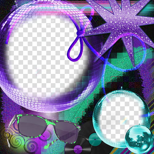 PSD DiscoBall Textures, purple and green mirror ball illustration transparent background PNG clipart