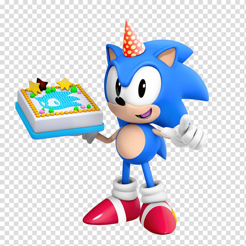 Classic Sonic Birthday Render, Sonic the Hedgehog holds cake transparent background PNG clipart