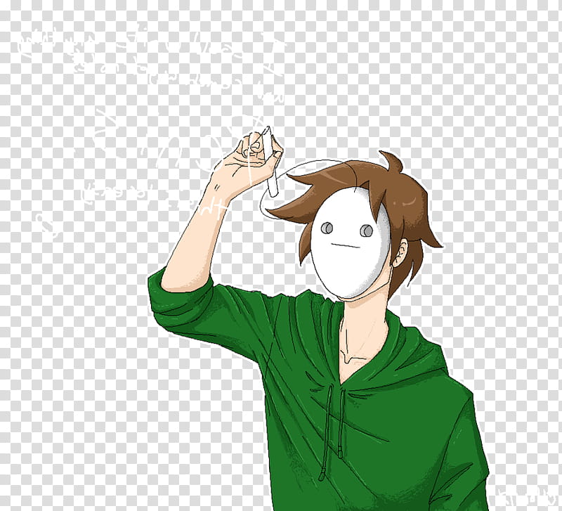 Cry: Handwriting, man in green hoodie with mask anime character transparent background PNG clipart