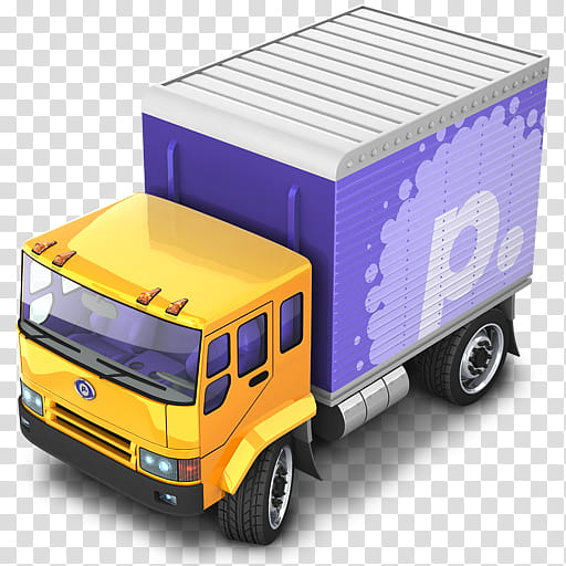 All my s, purple and yellow box truck transparent background PNG clipart