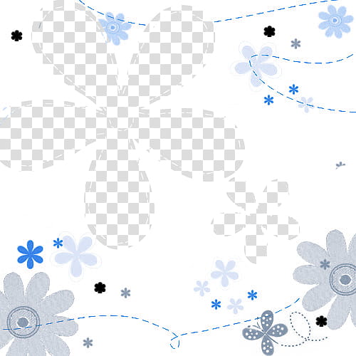 textures O, white and blue petaled flowers transparent background PNG clipart