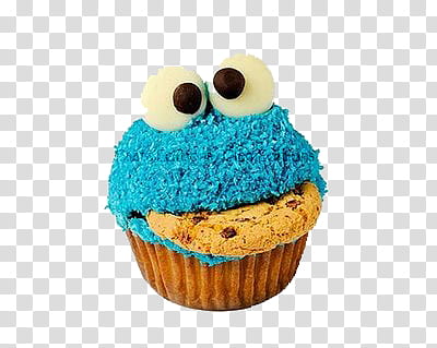 Cookie Monster cupcake transparent background PNG clipart