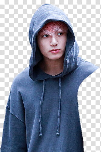 Jeon Jungkook BTS, man wearing gray pullover hoodie transparent background PNG clipart