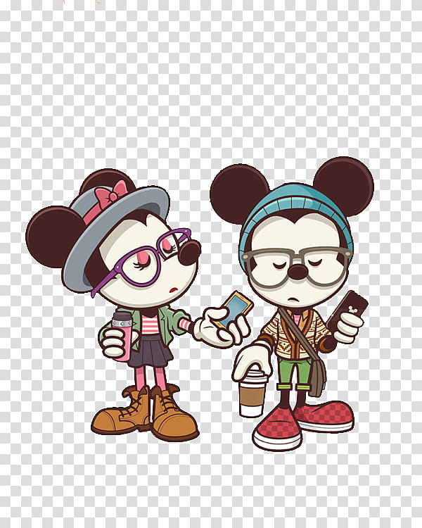 Mickey and Minnie Hipsters  transparent background PNG clipart