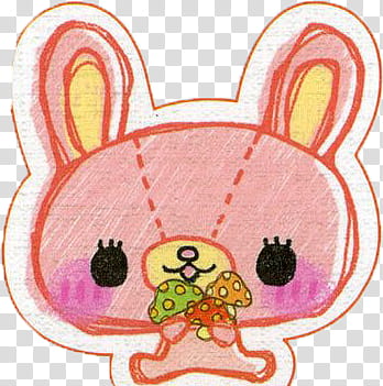 , pink and white rabbit drawing transparent background PNG clipart
