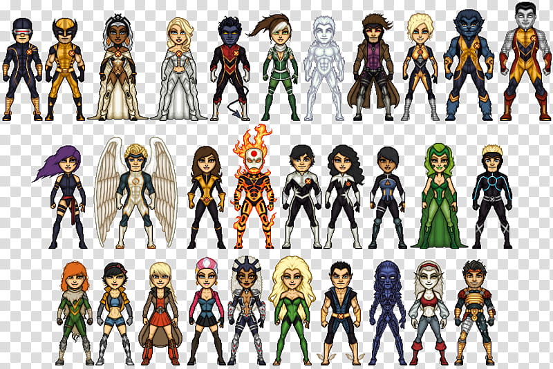 X-Men so far, D pixel art of the X-Men characters transparent background PNG clipart