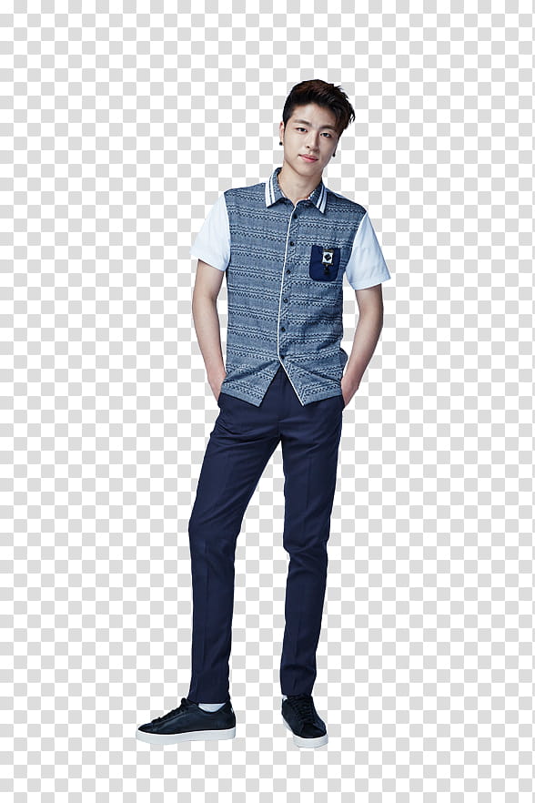 iKON Smart P, men's blue and white button-up shirt transparent background PNG clipart