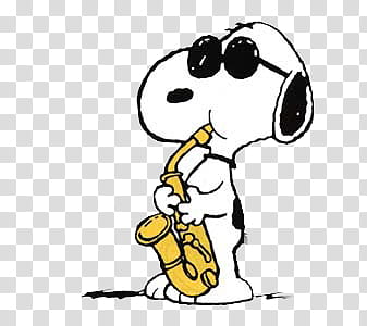 snoopy, Snoopy with saxophone transparent background PNG clipart