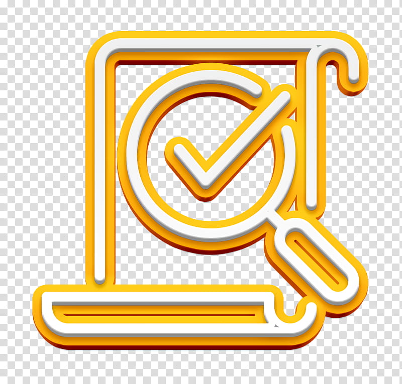 check icon listing icon loupe icon, Magnifier Icon, Magnifying Glass Icon, Search Icon, Yellow, Line, Text, Rectangle transparent background PNG clipart