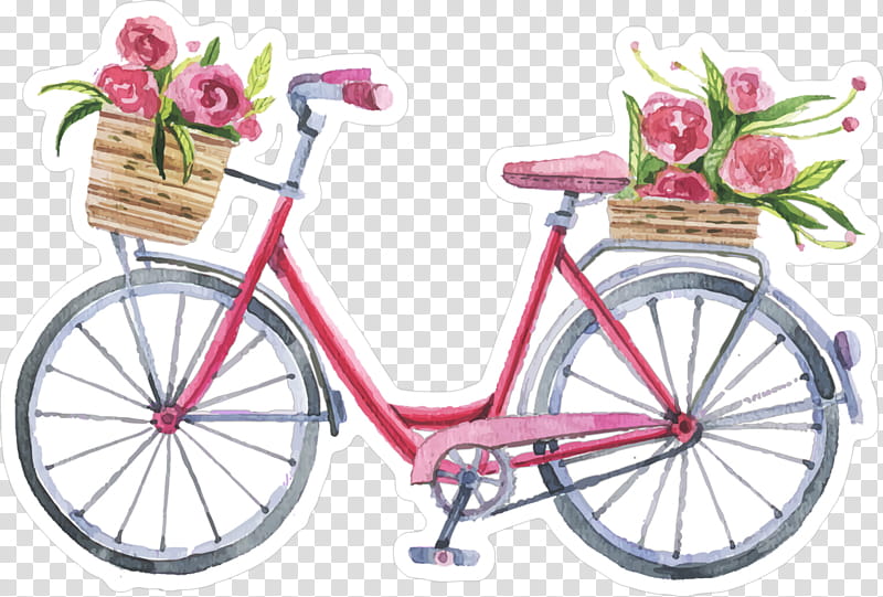 Pink Flower Frame, Bicycle, Drawing, Sticker, Islam, Alhamdulillah, Bicycle Wheel, Bicycle Part transparent background PNG clipart