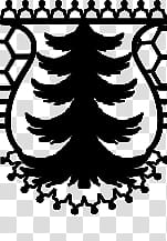 black line art drawing of a fern tree transparent background PNG clipart